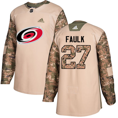 Adidas Hurricanes #27 Justin Faulk Camo Authentic Veterans Day Stitched Youth NHL Jersey
